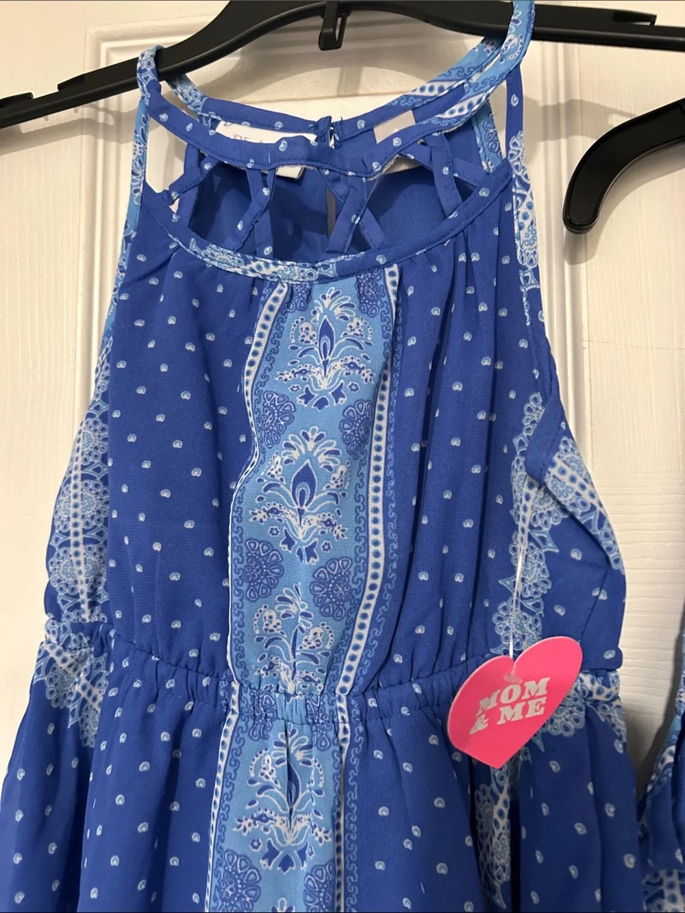 Mommy and me set of two- The Children's Place Blue Printed Halter Dresses
